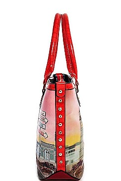 NICOLE LEE LONG STRAPPED CHLOE PRINT TOTE