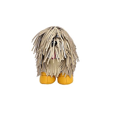 Fringed Shaggy 3D Dog Crossbody Purse