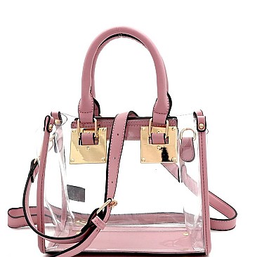 Hardware Accent Transparent Clear Structured Medium Satchel
