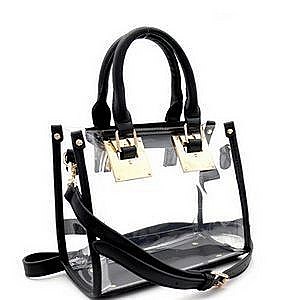 Hardware Accent Transparent Clear Structured Medium Satchel