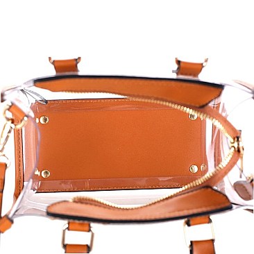 Hardware Accent Transparent Clear Structured Medium Satchel