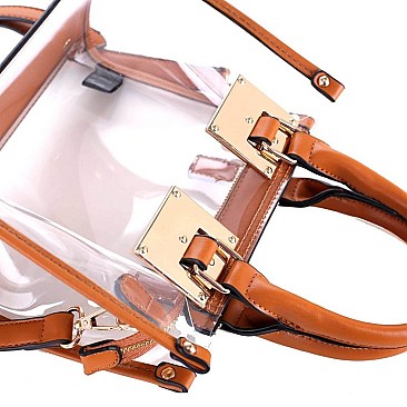Hardware Accent Transparent Clear Structured Medium Satchel