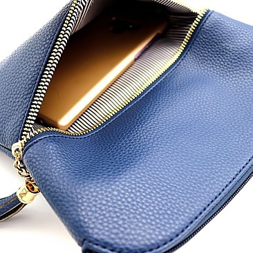 Front Pocket Tasselled Tall Crossbody Bag