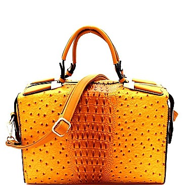 Ostrich Embossed 2-Way Boston Satchel MH-TU7164