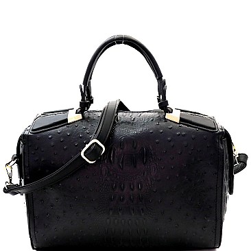 Ostrich Embossed 2-Way Boston Satchel MH-TU7164