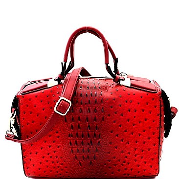 Ostrich Embossed 2-Way Boston Satchel MH-TU7164