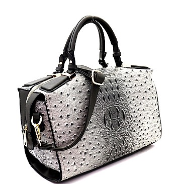 Ostrich Embossed 2-Way Boston Satchel MH-TU7164