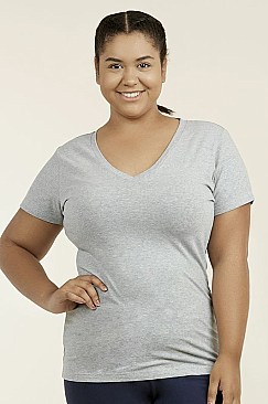 PACK OF 6 PIECES LADIES V-NECK T-SHIRT PLUS SIZE MUTV001X