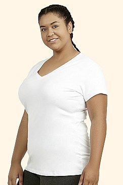 PACK OF 6 PIECES LADIES V-NECK T-SHIRT PLUS SIZE MUTV001X