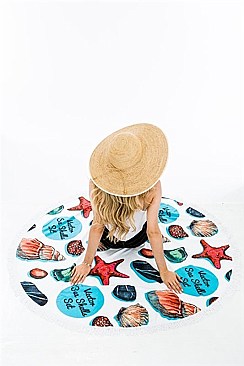 FRINGE ROUND BEACH TOWEL SHELL PRINT FM-TW105