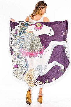 FRINGE ROUND BEACH TOWEL HORSE FTZ-TW107