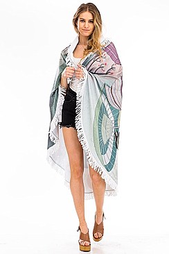 FRINGE ROUND BEACH TOWEL JAPANESE PRINT FM-TW111