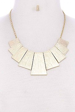 GEOMETRIC  BRUSHED METAL STATEMENT NECKLACE SET JY-ANE6050