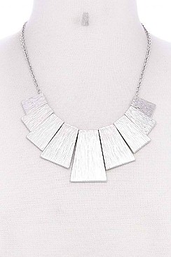 GEOMETRIC  BRUSHED METAL STATEMENT NECKLACE SET JY-ANE6050
