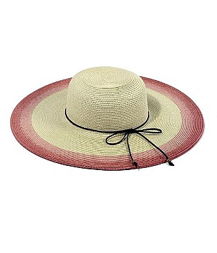 TRI-TONE WIDE BRIM STRAW HAT