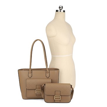 2 IN1 SMOOTH DESIGN TOTE BAG WITH CROSSBODY BAG