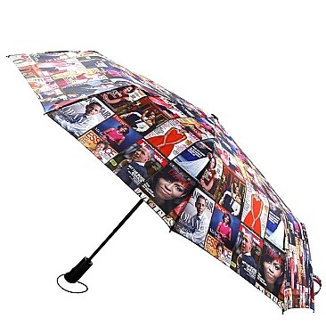 OBAMA MAGAZINE PRINT RETRACTABLE UMBRELLA