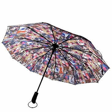 OBAMA MAGAZINE PRINT RETRACTABLE UMBRELLA