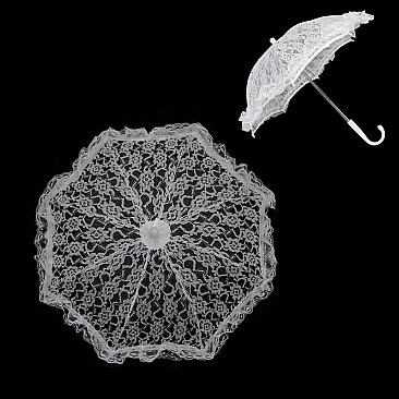 FASHIONABLE MINI BRIDAL LACE PARASOL W/ RUFFLED EDGES SLUMB975