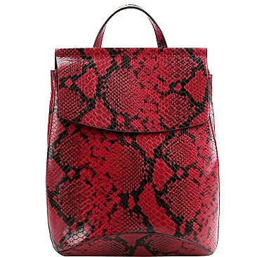 CONVERTIBLE SNAKE PRINT BACKPACK SHOULDER BAG
