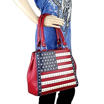 American Pride Crystal Studded Flag Style Tote