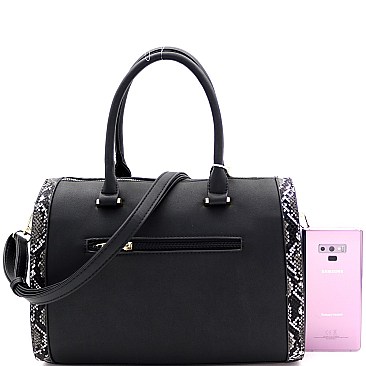 3 in 1 Crocodile Snake Print Boston Satchel Clutch Wallet SET