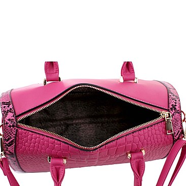3 in 1 Crocodile Snake Print Boston Satchel Clutch Wallet SET