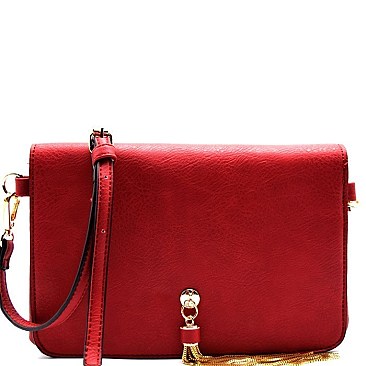Gold ChainTassel Accent Flap Cross Body