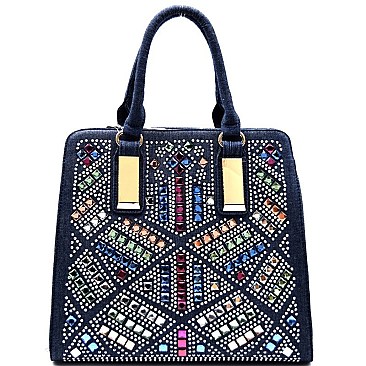 YL102M-LP Multi-colored Rhinestone Tote