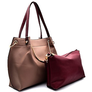 F0152-LP Metal Handle Accent 2 in 1 Tote