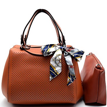 B0154 -LP Scarf Accent Perforated 2 in 1 Satchel