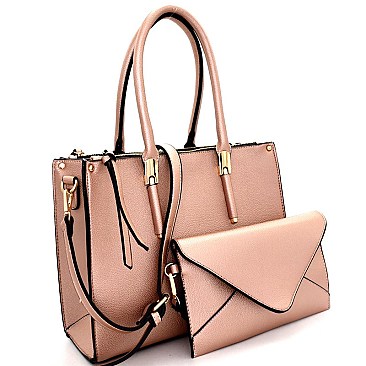 WE0029-LP  Classy Compartment Satchel SET with Clutch