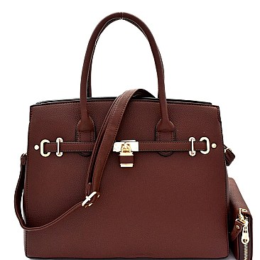 Padlock Accent Oversize Structured Satchel SET MH-LI6982W