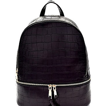 Crocodile Print Zipper Accent Fashion Backpack MH-EY7055