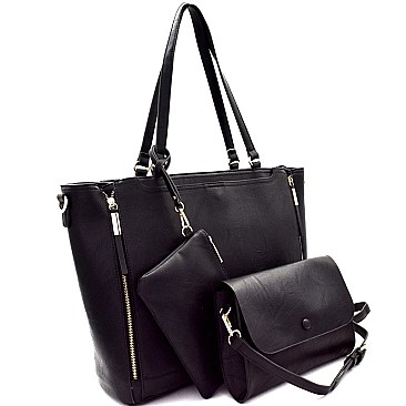 Expandable Zipper Accent 3 in 1 Tote Value SET MH-F0268
