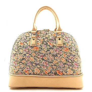 Stone Flower Print Lace Classic Bag