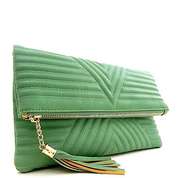 Quilted Fold-Over Clutch Bag