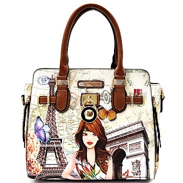 Illustration Multi Pocket Padlock Picture Tote