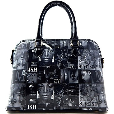 Fashion Magazine Print Large Satchel