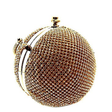 Allover Crystal Stone Ball-shaped Hard Case Clutch