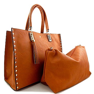 Tassel & Stud Accent Bag In Bag Tote