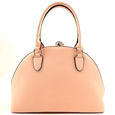 Jewel-top Boutique Faux-leather Round Satchel