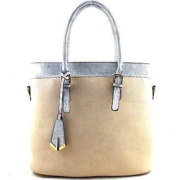 Classic Lizard Texture Trim 2 Way Tote