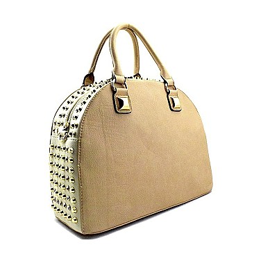 Rhinestone Studded 2 Tone Round Boutique Satchel