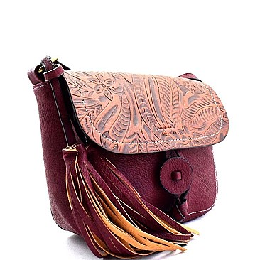 Quality Paisley Print Embossed Flap Cross Body