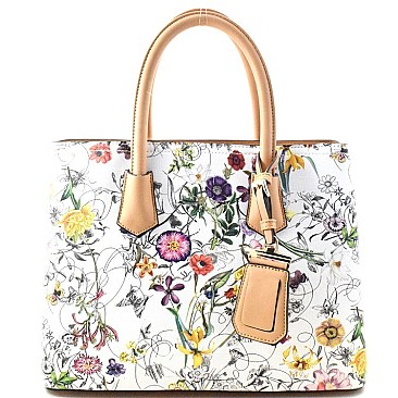 Quality Colorful Flower Print Classic Tote