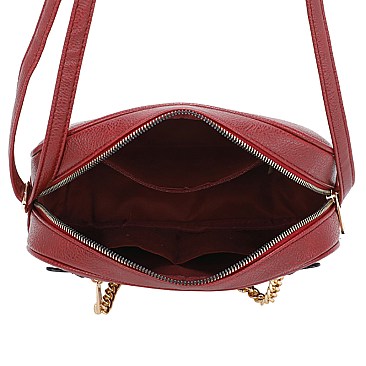 Chain Zipper 3-in-1 Boston Bag Satchel -Duffle