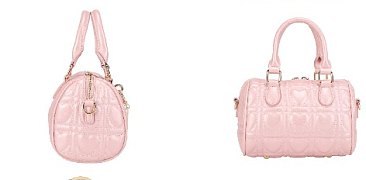 2-in-1 Quilted Heart Design Boston Satchel With Wallet