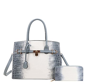 2 IN 1 Tie-dyed Hot Crocodile Satchel Set + Wallet