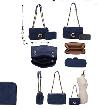2-in-1 Quilted Suede Shoulder Bag & Wallet Set